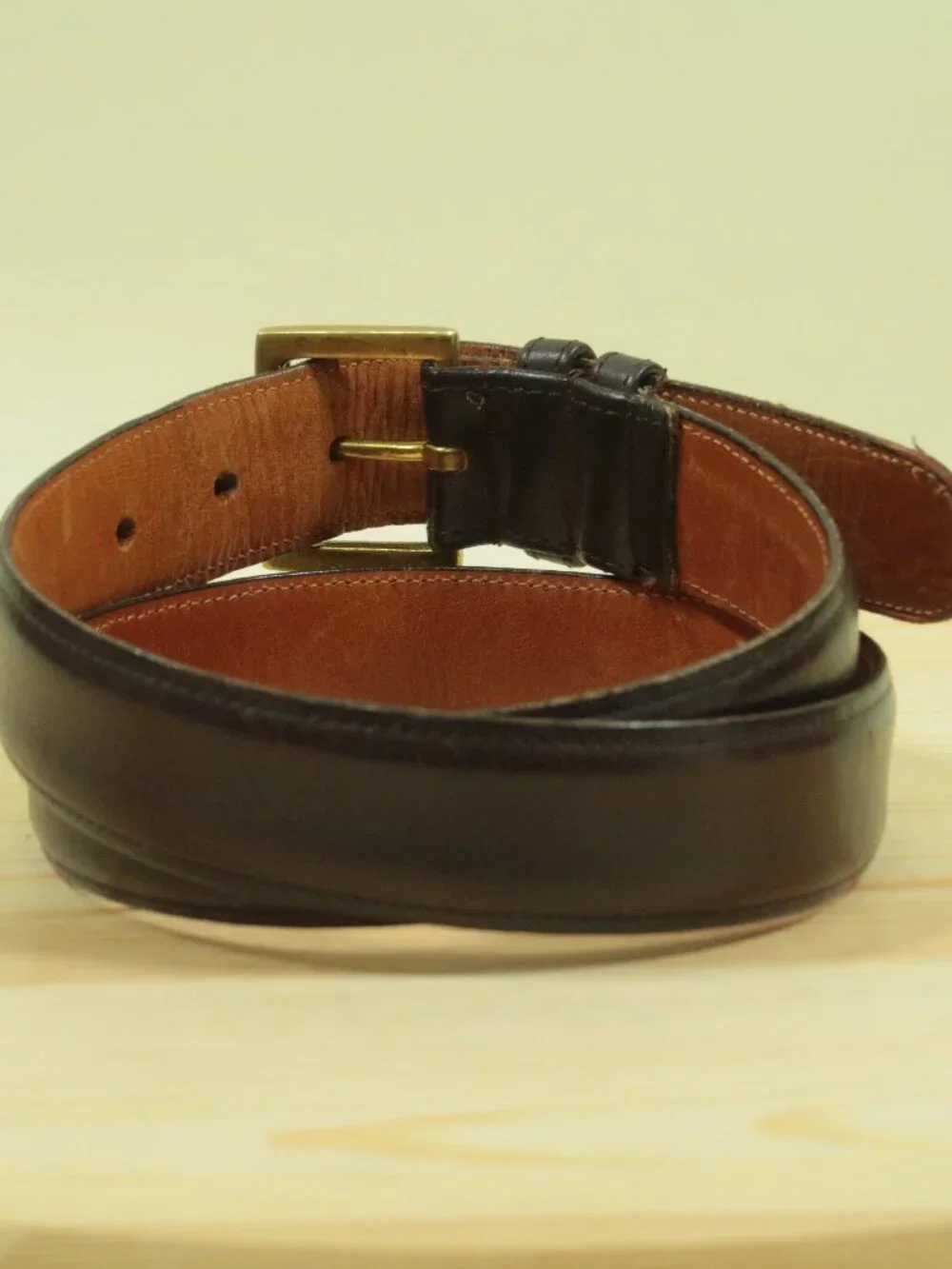 Vintage 80s Coach Glove Tanned Leather Dress Belt Mens 32 Brown Brass Buckle